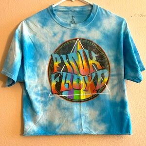 Pink Floyd Blue Tie-Dye Women’s Cropped T-Shirt‎ size Medium